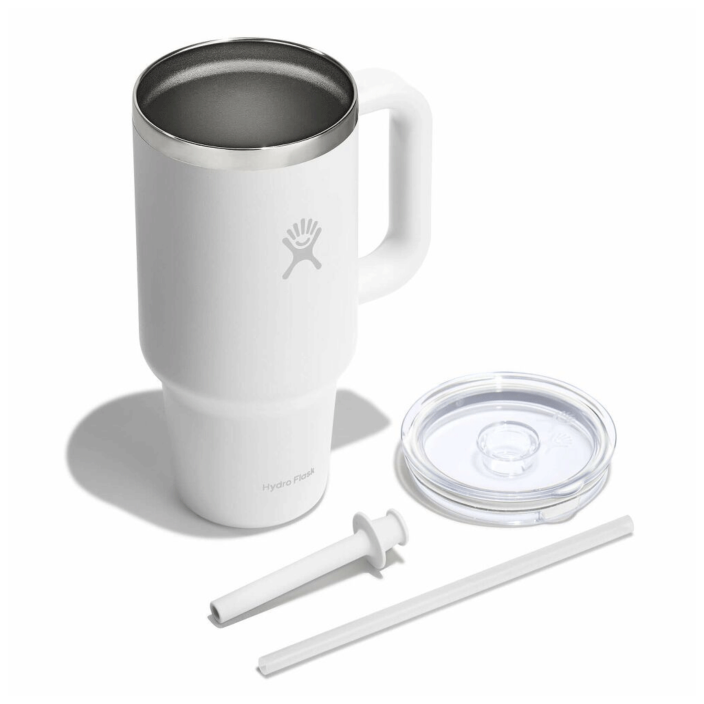 HYDRO FLASK - 32 OZ TRAVEL TUMBLER CLEAR LID-WHITE